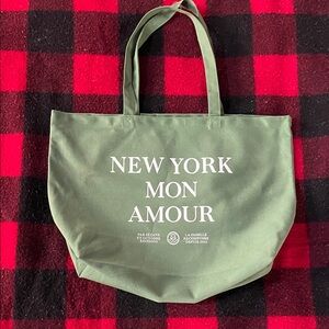 Sezane Olive Green Tote Bag